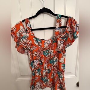 Sweet Rain Orange Floral Blouse